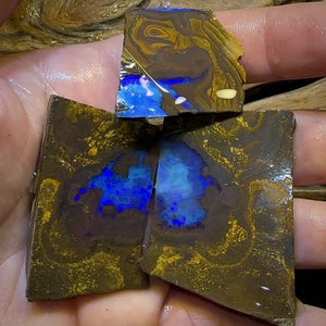525cts - HUGE Blue Slab Bargain 3x Queensland Boulder Rough Opal Parcel. Yowah Nut