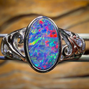 Sterling Silver - Queensland Boulder Opal Doublet Ring