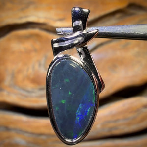 Sterling Silver - Queensland Boulder Black Opal Doublet Pendant