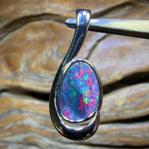 TGIF Sterling Silver - Queensland Boulder Opal Doublet Pendant RED