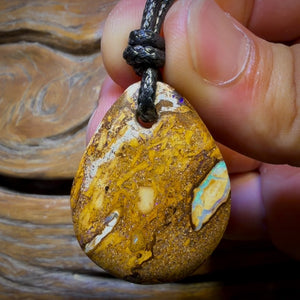 35 x 27mm - Drilled Boulder Opal Pendant w/ Eco Friendly Vegan Cord Bargain