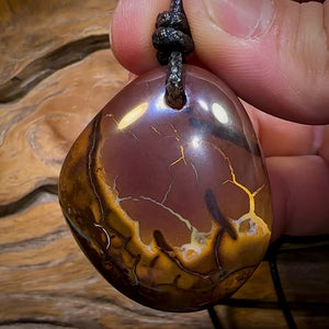 43 x 37mm - Drilled Boulder Opal Pendant w/ Eco Friendly Vegan Cord