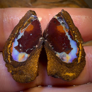 47.1cts - Yowah Nut Partial Crystal Centre Rough Specimen Pair