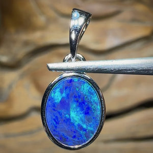 Sterling Silver - Australian Boulder Opal Doublet Pendant