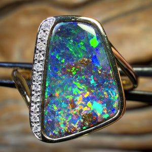 18k Gold - NEW Isaac Design Solid Queensland Boulder Opal Ring