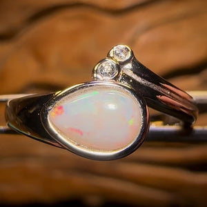 Sterling Silver - South Australian Solid White Opal Ring