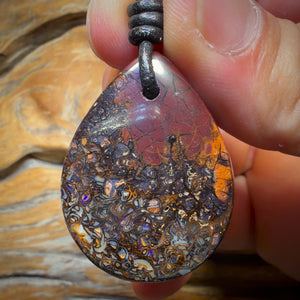 36 x 27mm - Drilled Tribal Queensland Boulder Opal Necklace
