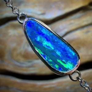 Sterling Silver - Australian Boulder Doublet Opal Bracelet