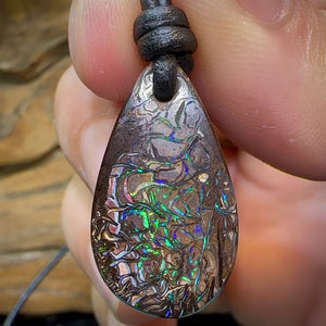 28 x 16mm - Drilled Australian Boulder Opal Necklace. Tribal