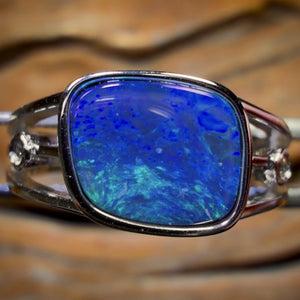 Sterling Silver - Queensland Boulder Opal Doublet Ring Unisex