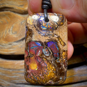 40 x 24mm - Drilled Tribal Queensland Boulder Opal Necklace