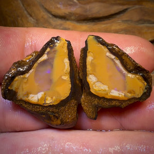 TGIF 73.1cts - Yowah Nut Partial Crystal Centre Rough Specimen Pair
