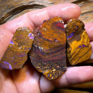 TGIF 410.1cts - 3x Yowah Nut Opal Rough Parcel. Australian Boulder Opal