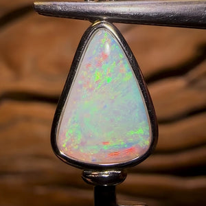 Sterling Silver - Solid South Australian Crystal Opal “Key to my Heart” Pendant