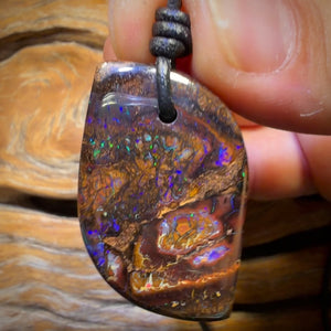 39 x 23mm - Drilled Tribal Queensland Boulder Opal Necklace