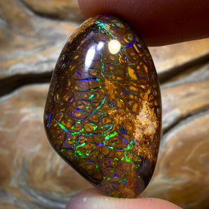 36.6cts - Tribal Yowah Nut Opal. Electric Green!