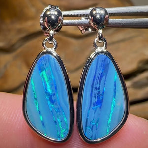 Sterling Silver - Classic Australian Boulder Opal Doublet Earrings