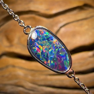 ALL NEW Sterling Silver - Australian Boulder Doublet Opal Bracelet