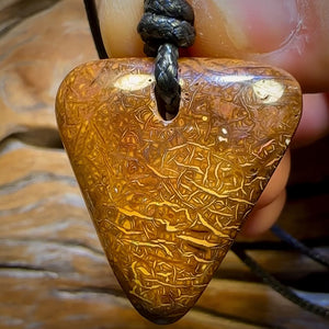 🔨 AUCTION 🔨 No Reserve 33 x 31mm - Drilled Boulder Opal Pendant w/ Eco Friendly Vegan Cord