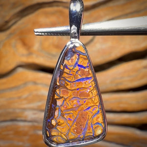 Sterling Silver - Solid Tribal Boulder Opal Pendant UNISEX