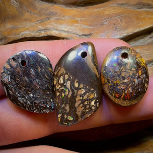 83.2cts - 3x Drilled Queensland Boulder Opals. BARGAIN Wholesale Parcel